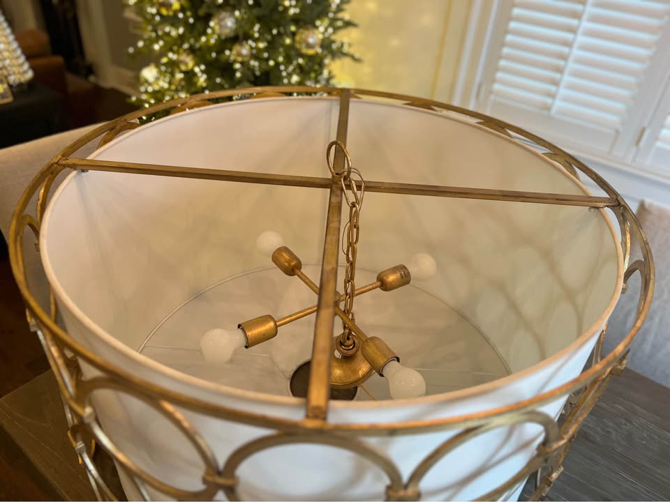 Visual Comfort 37” Gold Chandelier by Suzanne Kasle